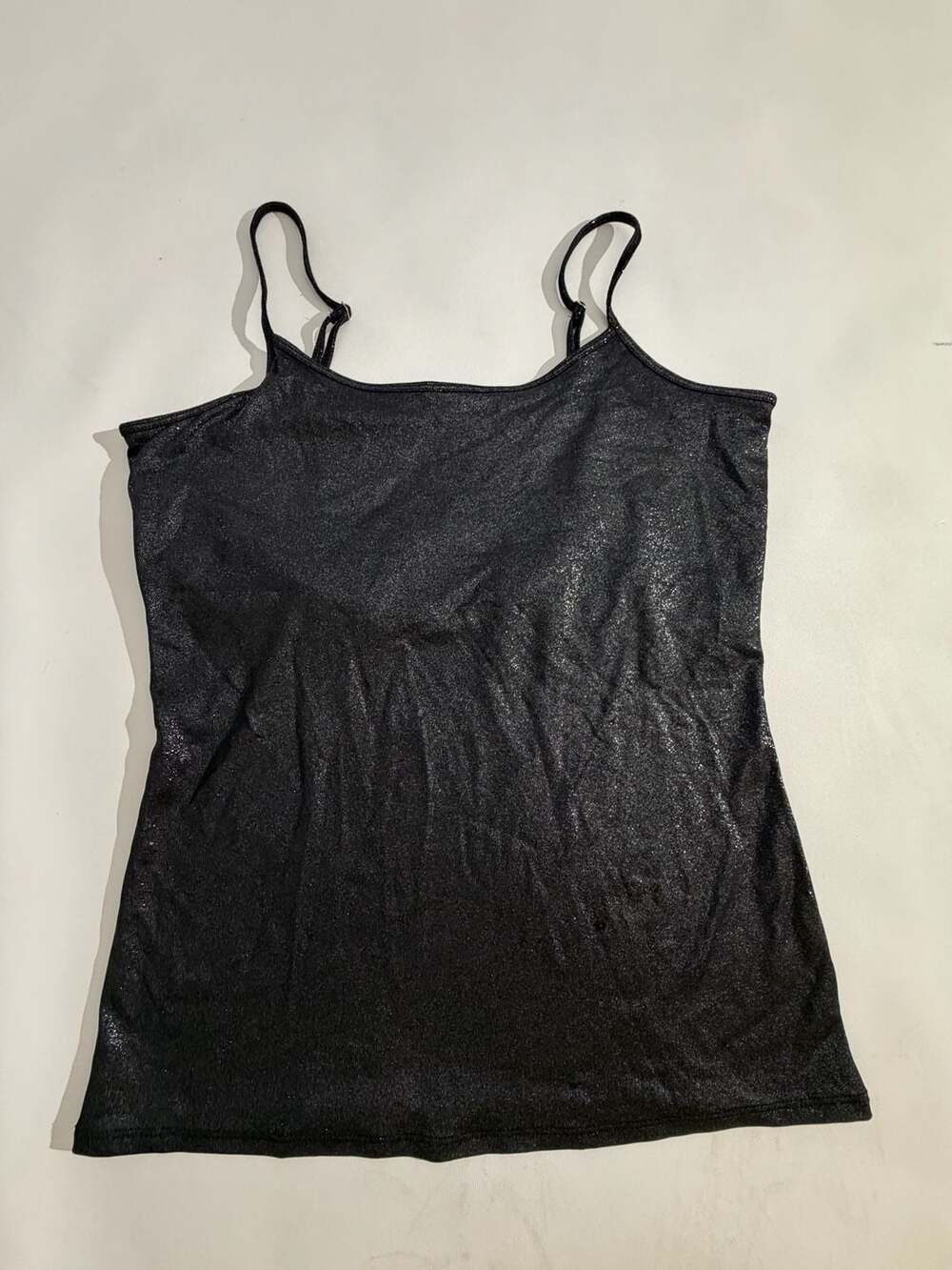 White House Black Market Black Shimmer Cami Tank Top Adjustable Womens M